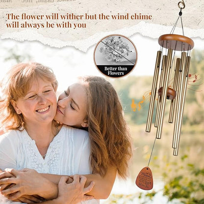 Mom Gifts for Christmas - Golden WindChimes for Outside,Birthday Gifts for momr for Gardens/Lawns/Entryways, Thoughtful Keepsake Gift for Special Occasions