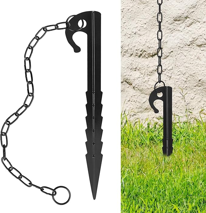 Tfro & Cile Rain Chain Anchoring Stake Black Cone Garden Locator for Gutter Downspout