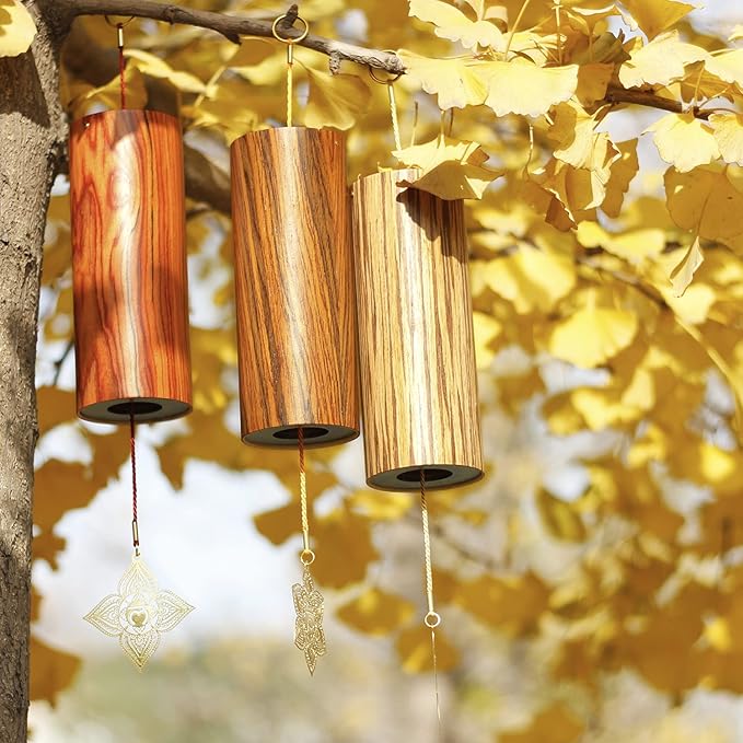 Chakra Chimes Natural Bamboo Wind Chimes Meditation Chord Windchime Wind Bell for Home Decoration Zen Mindfulness Crown Chakra