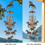 Horses Wind Chimes for Garden/Home/Balcony/Lawn/Tree/Yard/Indoor/Outside Decoration, Retro Wind Catcher, Bronze Horse Decor, Blessing Wind Bells, Memorial WindChimes Gifts for Mom, Grandma, Woman