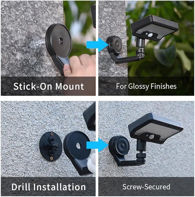 OMISTAR Metal-gipping Outdoor Solar Light, 92 LEDs Motion Sensor Solar Wall Lamp, IP65 Waterproof Balcony Patio Security Light, Adjustable Wall-Mount Fence RV Lighting