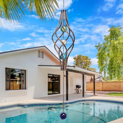 WONDER GARDEN Wind Spinner-Wind Spinners Outdoor - Hanging 360 Degree Swivel Wind Sculpture & Spinners with Colorful Glass Bead for Garden Outdoor Decor or Gift