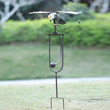 Metal Swinging Owl Wind Spinner for Yard and Garden Decor, Outdoor Metal Windmill Art Deco, Lawn Decorations Wind Sculpture and Spinner, Garden Stake Decorative Kinetic Sculpture (Eagle)