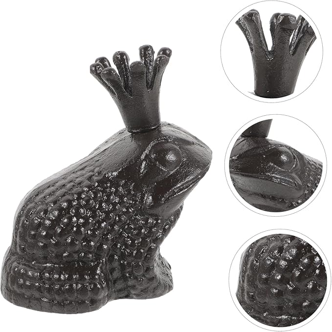 Healifty Adorable Iron Frog Figurine Home Decor Cute Frog Sculpture Lightweight Desktop Statue for Garden Living Balcony Gift and Decoration