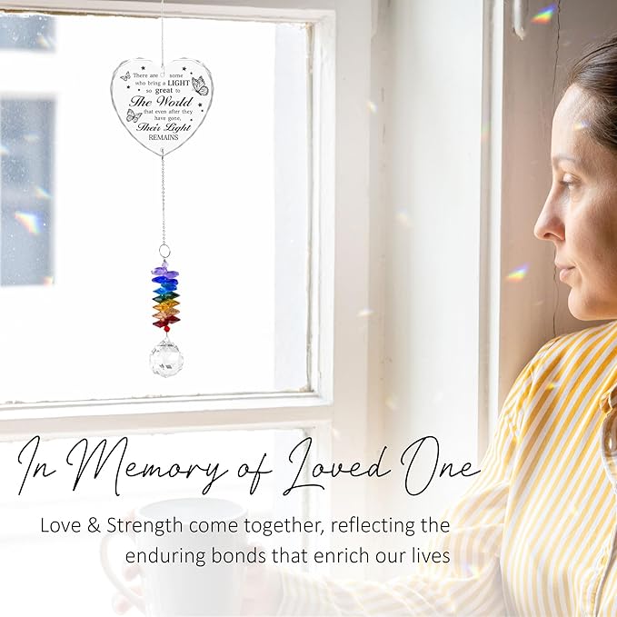 Glass Suncatcher Ornament - Unique Memorial Mother's Day for Loss of Family, Loved Ones - Crystal Rainbow Maker - Hanging Crystal Decor - Loss of Mom Dad Friend Pet