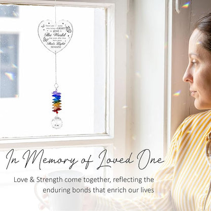 Glass Suncatcher Ornament - Unique Memorial Mother's Day for Loss of Family, Loved Ones - Crystal Rainbow Maker - Hanging Crystal Decor - Loss of Mom Dad Friend Pet