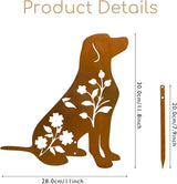 Dog Garden Stake - Unique Gift for Dog Lovers, Black Metal Outdoor Decor, Durable Yard Art Statue (Rusty Labrador)