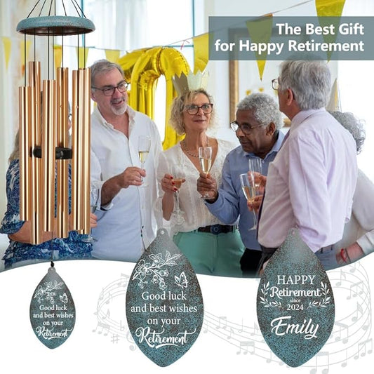 ASTARIN Personalized Happy Retirement Gift, Custom Name Retirement Wind Chimes for Women Men, 35" Large Deep Tone Wind Chime Retire Gifts for Co-Workers Boss Friends Parents(Produced in USA)