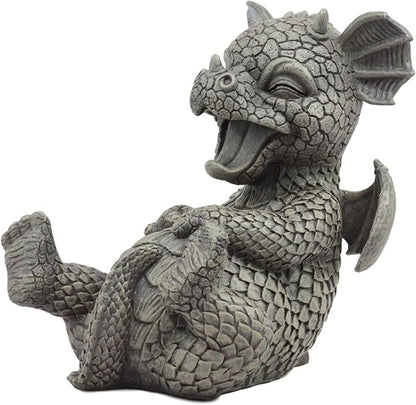 Ebros Whimsical L.O.L Soul Garden Laughing Out Loud Dragon Statue 7.75" Tall Faux Stone Resin Finish Hilarious LOL Fantasy Animated Dragons Welcome Guest Greeter Decor Figurine
