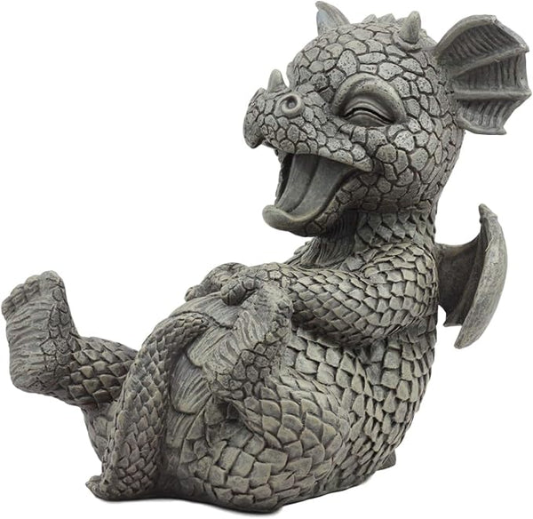 Ebros Whimsical L.O.L Soul Garden Laughing Out Loud Dragon Statue 7.75" Tall Faux Stone Resin Finish Hilarious LOL Fantasy Animated Dragons Welcome Guest Greeter Decor Figurine