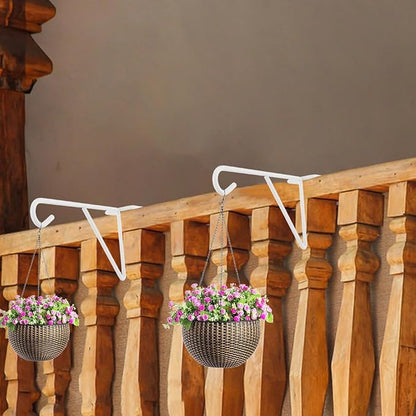 6 Pack Vinyl Fence Hooks, 5” x 10” Heavy Duty Fence Plant Hangers for Outdoor & Indoor, Over The Fence Hooks White Patio Hooks for Hanging Plants, Flower Baskets, Bird feeders, Lights, Pool Equipment