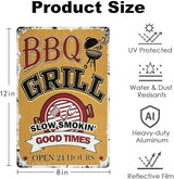 Metal Tin Signs Gift for Home Porch Bar Front Yard Wall Decor Back yard Tiki Bar Hot Tub Poster 8x12 inch (BBQ)