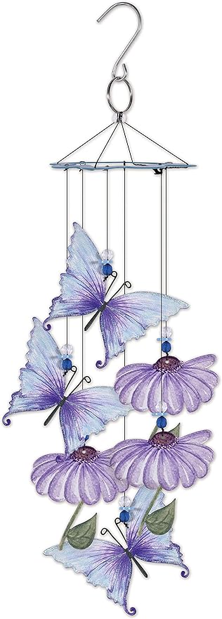 Sunset Vista Designs 93719 Painted Gardens-15-Inch Handcrafted Wind Chime, Butterfly, 15" x 6" x 6"