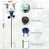 VCUTEKA Solar Lights Outdoor Metal Garden Stake Waterproof Crackle Glass Globe Garden Decor Fairy for Pathway, Lawn, Patio, Yard