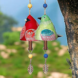 Bird Song Bell Garden Decoration,Ceramic Chimes Hanging Rustic Wind Chime Bird Song Bell Music Wind Chimes Festival Gift, Witness Friendship for Backyard Church Hanging Decor, The Porch Decor (Red)
