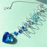 Big Heart Crystal Sun Catchers for Windows Hanging, Double-Spiral Design Gazing Ball Spiral Tail, Rainbow Maker Prism, Sun Catchers Indoor Window for Kitchen, Patio, Porch, Garden(Royal Blue)