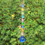 GWAHSA Sun Catchers Gazing Ball Spiral Tail Wind Spinner with Crystal Suncatcher for Hanging Ornaments Decorative Indoor Outdoor Windows Prism Rainbow Maker Car Mirror Home Yard Garden Decor