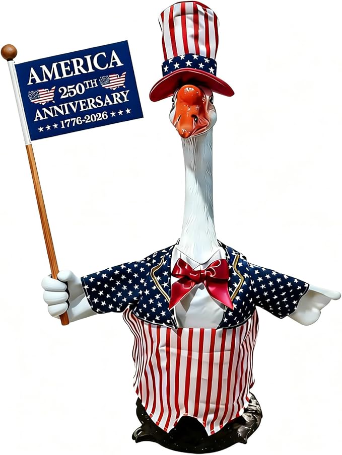 4th of July Porch Goose Outfits, Patriotic Porch Goose Outfits for 23 Inch Lawn Statue, Memorial Day 250th Years Anniversary USA Sculpture Clothes for Garden&Outdoor Patio Party Decoration