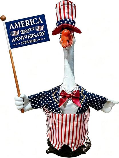 4th of July Porch Goose Outfits, Patriotic Porch Goose Outfits for 23 Inch Lawn Statue, Memorial Day 250th Years Anniversary USA Sculpture Clothes for Garden&Outdoor Patio Party Decoration