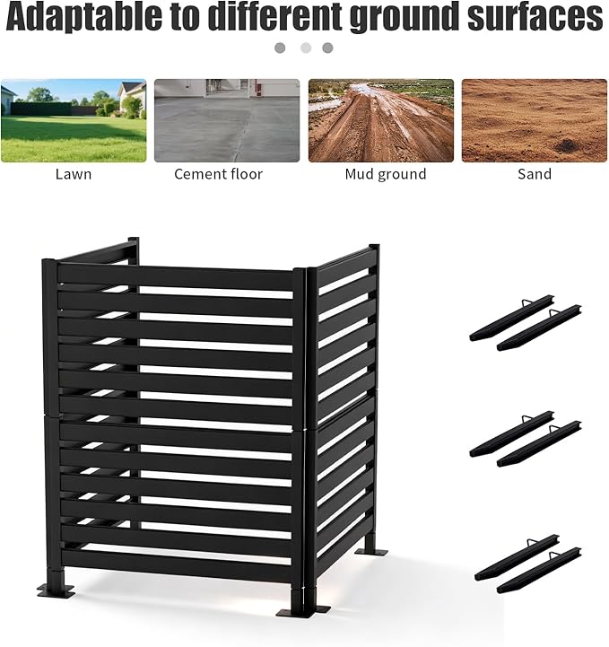 38" W x 42" H x 3 Modular Privacy Screen Kit, 3-Panel Wrought Iron Fence System for Custom Backyard & Patio Enclosures - Hides Multiple AC Units or Creates Dividers