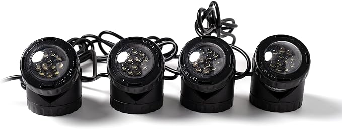 Jebao 12-LED Submersible Light for Water Gardens and Ponds, Set of 4