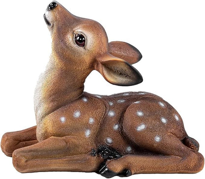Deer Garden Statue, Outdoor Decorative Sculpture Brown with White Spots, 8.2 x 9.45 x 5.1 inches Yard Lawn Decor Deep Forest Deer