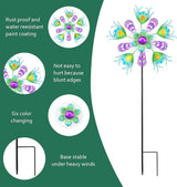 Solar Peacock Wind Spinners for Yard & Garden - 40 Inch Metal Wind Sculpture, Kinetic Windmill with Multi Color LED Lights, Lawn & Patio Art Decor