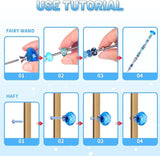 AIPRIDY 158 Pcs DIY Fairy Wand Garden Stakes Kit,Multiple Color Scheme European Beads Crystal Diamond Tops and 12 or 10 Inch Threaded Rods,Stainless Steel Stakes with Diamond Toppe(Sapphire Blue)