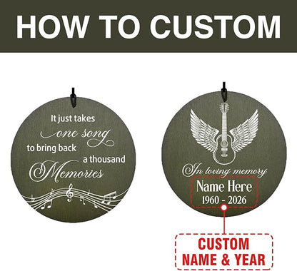 Personalized Guitar Memorial Wind Chime, in Loving Memory of Guitarist Memorial Gifts, Bereavement Gift, Sympathy Gift, Guitarist Loss Gift, Brother Loss Gifts, Produced in USA