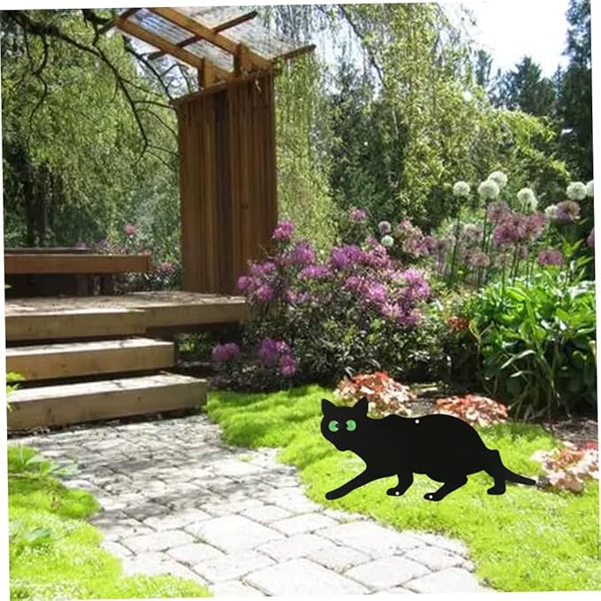 Cat Garden Statue Cat Silhouette Gardening Cat Decor Cat with Marble Eyes Mice Control Harmless Bird Deterrent Decor 3PCS