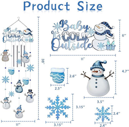 AVEKI Snowman Wind Chimes for Outside, 38'' Metal Christmas Wind Chimes with Double-Sided Painting, Outdoor Decor for Garden, Patio, Yard, Holiday Gifts for Family & Friends (Snowman)