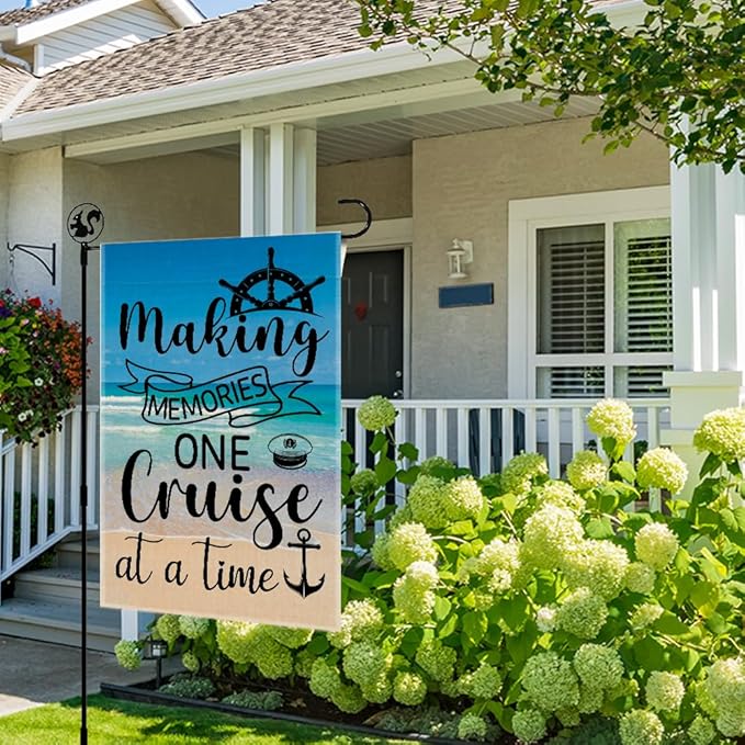 Making Memories One Cruise At A Time Welcome Garden Flag Gifts, Double Sided Beach Indoor Outdoor Decor Yard Flags, Cruise Vacation Gifts, Cruises Door Decoration Flag, Roving Lovers Present