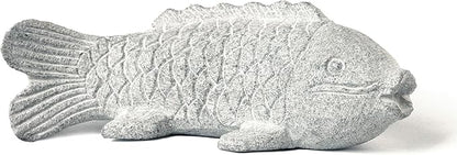 Chisel Hand Carved Fish Garden Statue, Animal Statue Outdoor Decor for Landscape Balcony,Garden,Patio,Porch Yard Art Ornament,9.8" L x 3.8" W x 3.5" H
