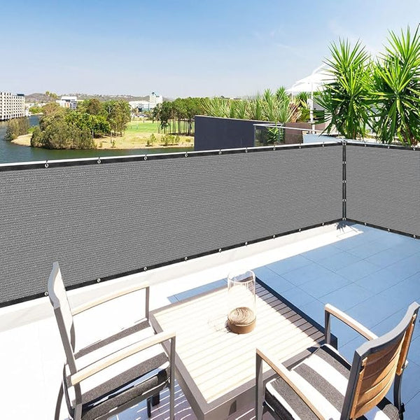 Houssity Grey 3' x 1' Balcony Deck Fence Privacy Screen Cover Panel Shade Cloth Fabric for Chain Link Fence Patio Pool Railing Driveway Walkway Porch Playground Dog Kennel Residence Commercial Use