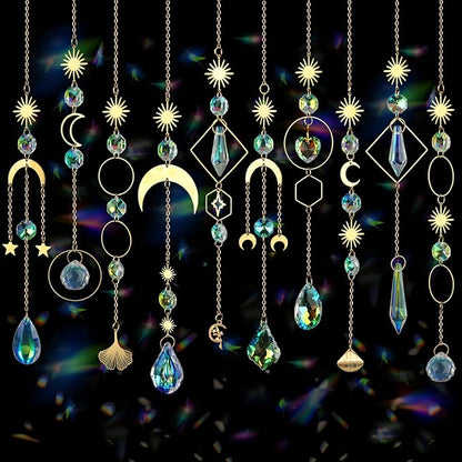 10 Pcs Crystal Suncatcher, Colorful Sun Catchers Indoor Windows Hanging Crystals Prism Rainbow Maker for Home Balcony Ceiling Room Outdoor Garden Decor Christmas Wedding Party Ornaments Decorations