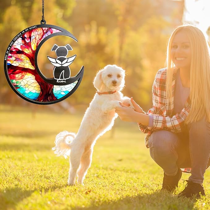 BamLue DIY Dog Angel Memorial Suncatcher, Memorial Gifts for Loss of Dog,Loss of Pet Sympathy Gift, Life Tree of Loss of Sympathy Gift