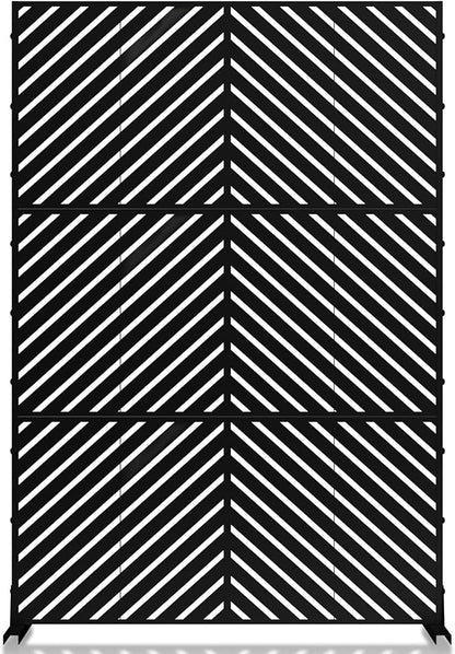 MTART Metal Privacy Screen 72" H x 47.2" Decorative Outdoor Privacy Screen Privacy Panel with Stand for Balcony Deck Patio Lawn Garden, Privacy Fence (Black-Arrow)