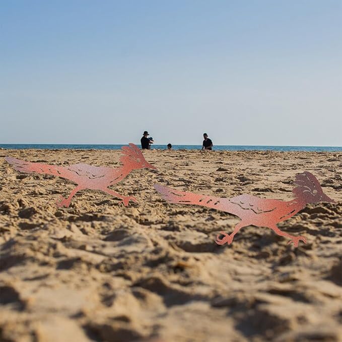 2 Pcs Roadrunner Garden Art Metal Yard Art Decorative Garden Stakes Southwest Desert Bird Decor for Garden Yard Metal Yard Ornaments Bird Art Mexican Roadrunner Gifts (Vivid)