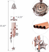 Yoption Christmas Wind Chime for Outside with Christmas Tree and Star, Handmade Metal Memorial Windchimes with S Hook for Garden Decor
