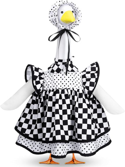 Abbylike 1 Set Racing Car Porch Goose Outfit Racing Yard Goose Costume Clothes Fits Large 23'' H Cement for Game Day Outdoor Patio Garden Lawn Pathway Spring Statue Art Decorations