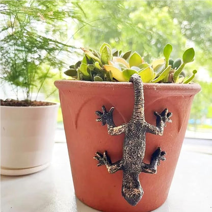 Garden Sculptures & Statues, Plant Decorations for Pots, Fairy Garden Accessories, Resin Gecko Statues, Gecko Flower Pot Decorations, for Family or Friends (Gecko)