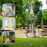 Solar Angel LED Wind Chimes for Outdoor Garden Decoration - Waterproof Hanging Lights for Window, Gazebo, Patio - Gifts for Women (Purple)