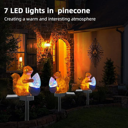 Upgraded Solar Garden Lights, Outdoor Decor - Solar Squirrel Stake Lights, Colorful LED, IP65 Waterproof, for Yard, Patio, Garden, Lawn Decoration