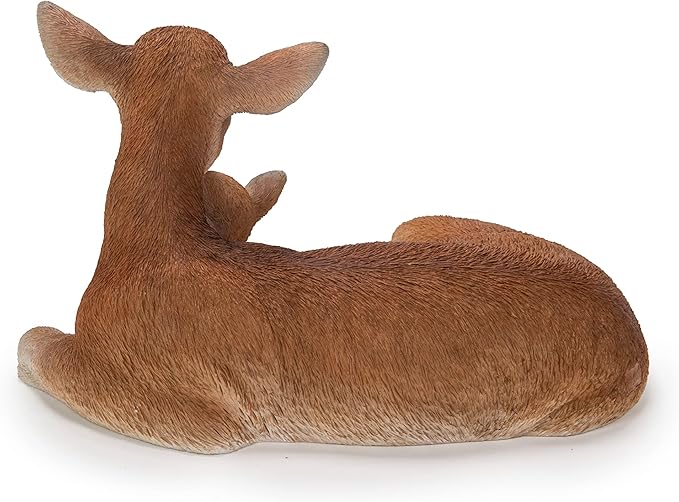 Cuddling Mother and Baby Deer Garden Statue