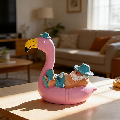 Teaeeno Pink Flamingo Figurines, Resin Bird Sculpture, Mini Flamingo Ornaments for Coastal Home Wedding Decor, Housewarming Flamingo Gifts for Lady, Tropical Holiday Decor on Desk