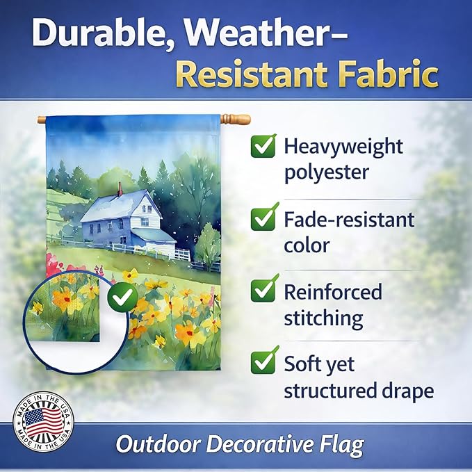 Caroline's Treasures Massachusetts Mayflowers in Watercolor House Flag Large Porch Sleeve Pole Decorative Outside Yard Banner Artwork Wall Hanging, Polyester, House Size, Multicolor