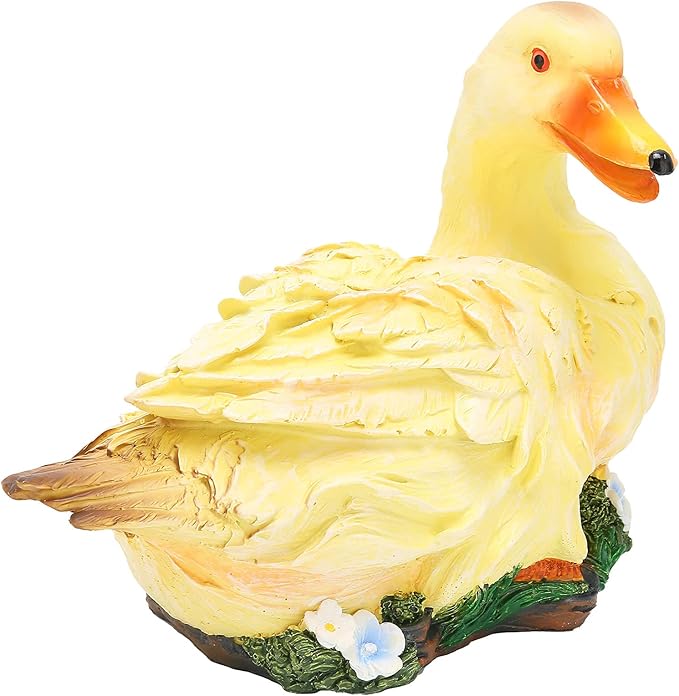 Agatige Garden Duck Ornament, Resin Duck Sculpture Statue Yard Patio Art Decor Sculptures Table Ornament for Outdoor Garden Yard (Yellow Lying Duck)