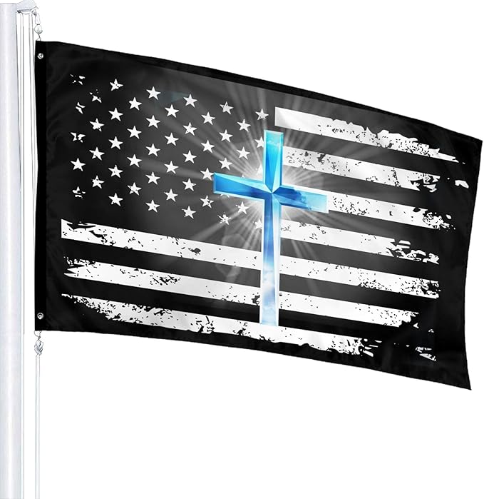 American Jesus Cross Flag 3x5 Ft Outdoor Indoor With Grommet Garden Yard Banner Decorative Sign