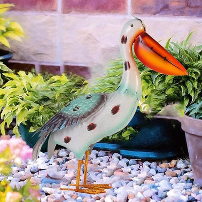 Baoblaze Pelican Statue Garden Sculpture Standing Vivid Metal Craft Outdoor Decoration Figurine for Pool Flowerbed Backyard Porch Lawn