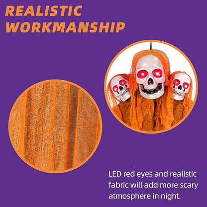 Kendane Halloween Decorations Outdoor and Indoor,Halloween Hanging Ghosts,Scary Grim Reaper Skeleton with Light-Up Eyes and Creepy Sound,Scary Party Decorations for Yard,Lawn,Haunted House Decor